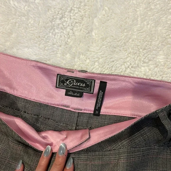 Guess Bermuda Shorts Womens 31 Brown Plaid Stretch Low Rise Trouser Fit Dressy - Picture 4 of 5